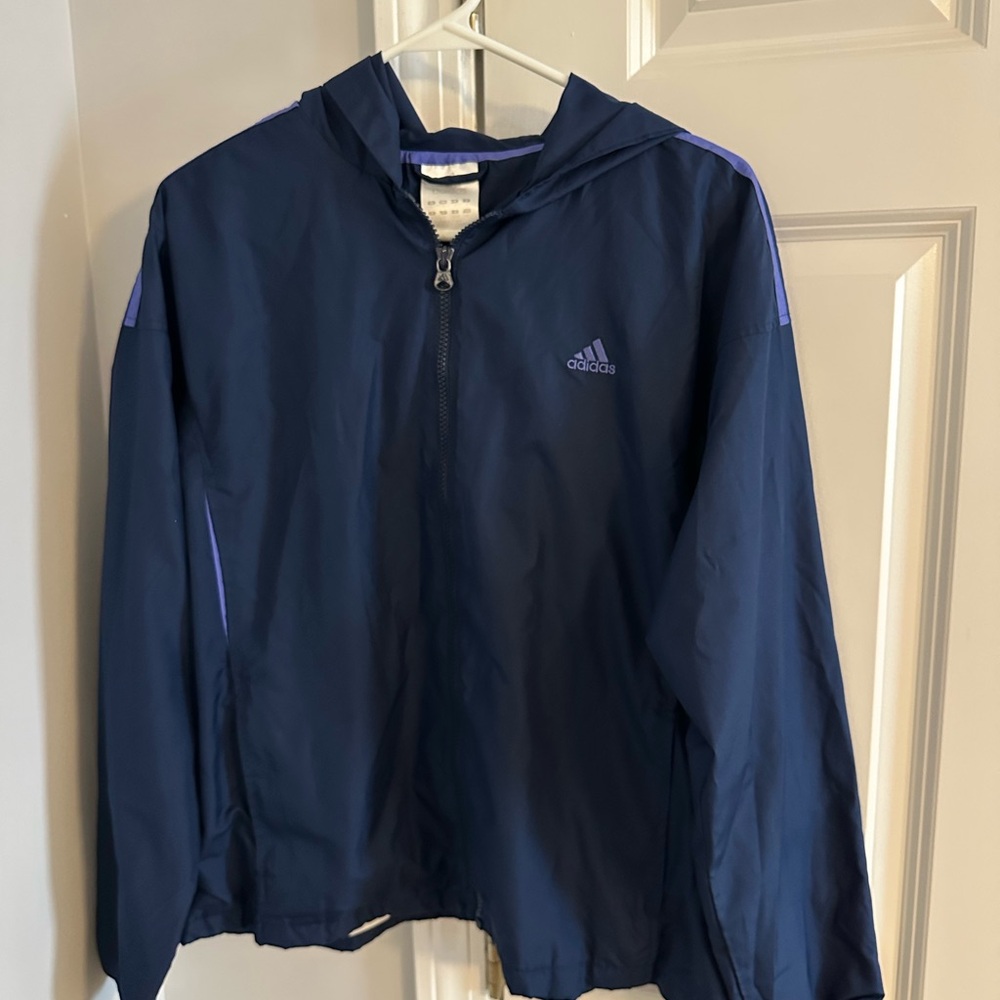 Adidas Dark Blue Hooded Rain Jacket
